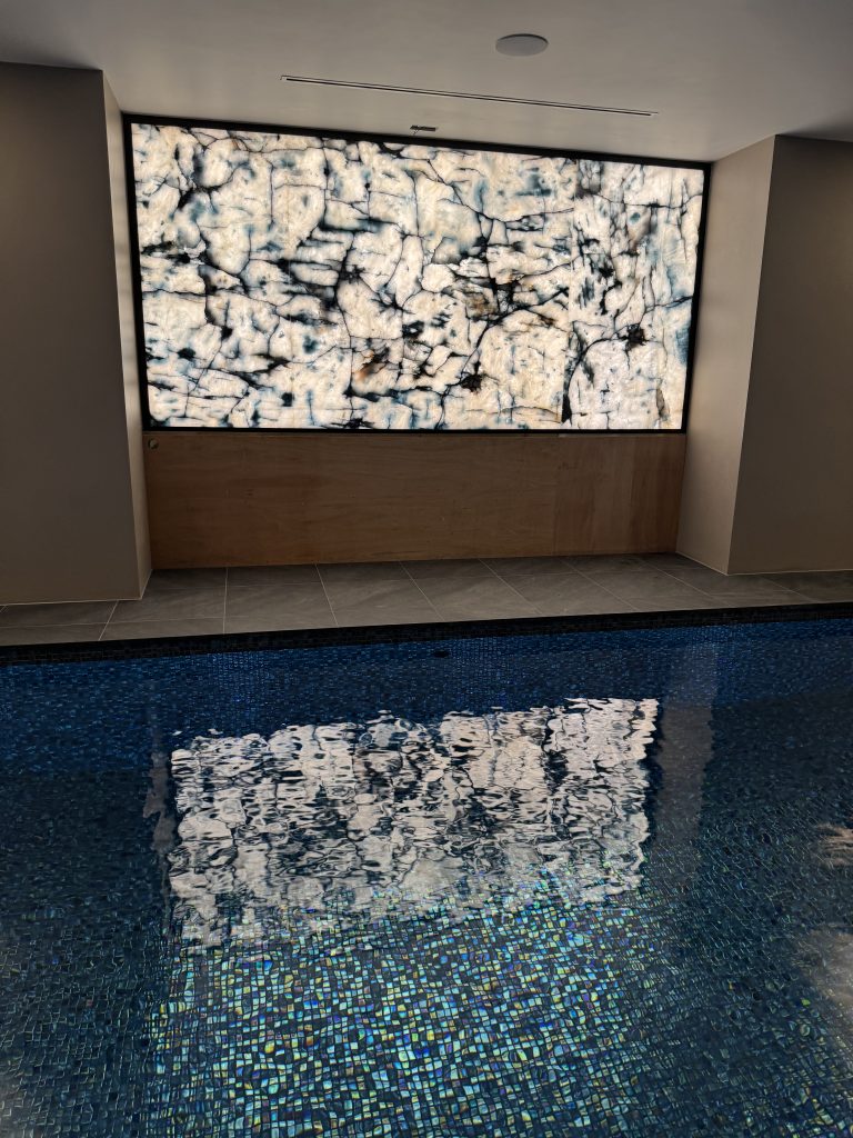 illuminated blue quartzite stone